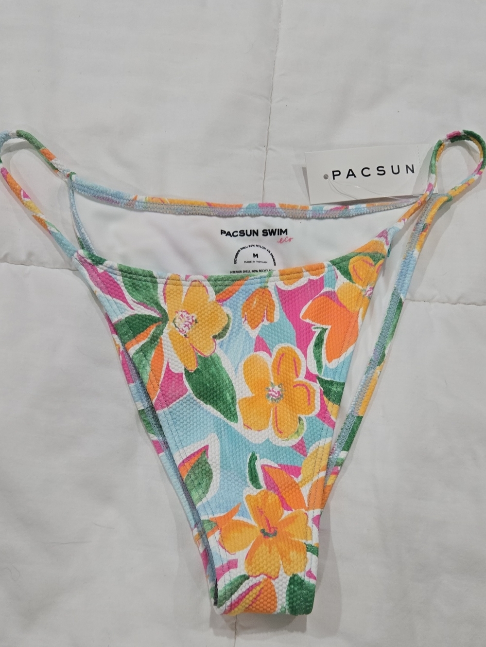 PacSun Floral High-Cut Bikini Bottom in Yellow, Orange, Pink, Blue, Green